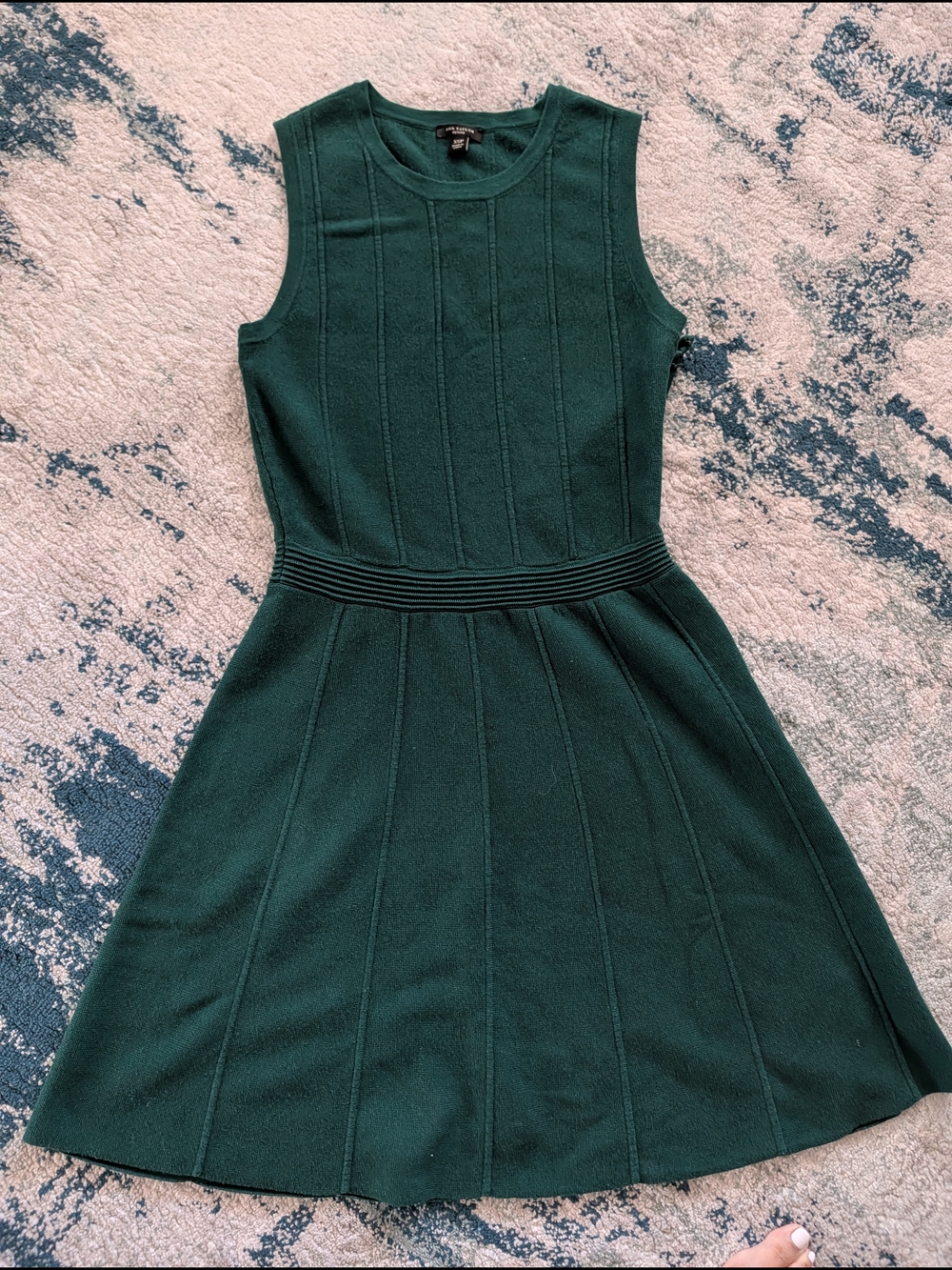 Ann Taylor Forest Green Sleeveless Fit-and-Flare Knit Dress